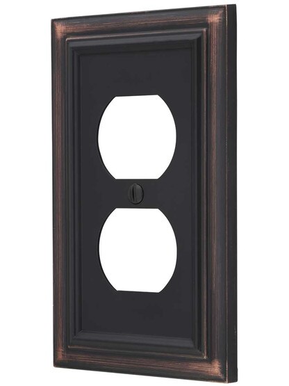 Georgian Single Duplex Cover Plate in Aged Bronze.